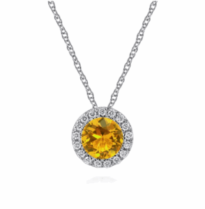 14K White Gold November Birthstone Pendant with .48ct Citrine & .06ctw Diamond Halo 18″ Fine Jewelry 4