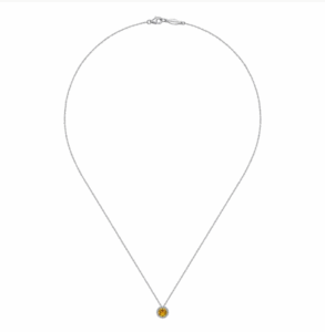 14K White Gold November Birthstone Pendant with .48ct Citrine & .06ctw Diamond Halo 18″ Fine Jewelry 6
