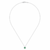 14K White Gold May Birthstone Pendant with .49ct Green Emerald & .06ctw Diamond Halo 18″ Fine Jewelry 12