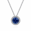 14K White Gold September Birthstone Pendant with .66ct Blue Sapphire & .06ctw Diamond Halo 18″ Fine Jewelry 7