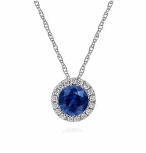 14K White Gold September Birthstone Pendant with .66ct Blue Sapphire & .06ctw Diamond Halo 18″ Fine Jewelry 3