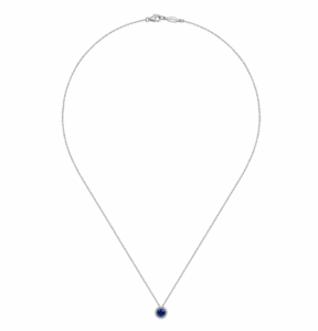 14K White Gold September Birthstone Pendant with .66ct Blue Sapphire & .06ctw Diamond Halo 18″ Fine Jewelry 4