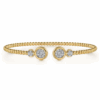 14K Two-Tone Open Cuff Bangle with Bujukan Beads & .27ctw Diamonds Size 6.25 Bracelets 13