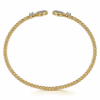 14K Two-Tone Open Cuff Bangle with Bujukan Beads & .27ctw Diamonds Size 6.25 Bracelets 16