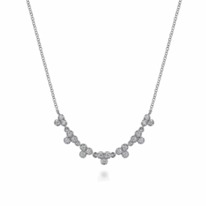 14K White Gold Droplet Link Necklace with .34ctw Diamonds 17.5