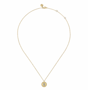 14K Yellow Gold Initial Letter “S” Medallion Pendant with .04ctw Diamonds 17.5″ Fine Jewelry 4