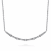 14K White Gold Curved Bar Necklace with .33ctw Diamonds 17.5″ Fine Jewelry 10