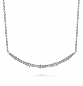 14K White Gold Curved Bar Necklace with .33ctw Diamonds 17.5″ Fine Jewelry 4