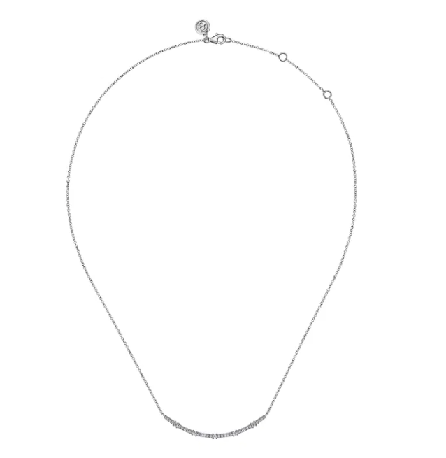 14K White Gold Curved Bar Necklace with .33ctw Diamonds 17.5″ Fine Jewelry 3