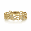 14K Yellow Gold Scrolling Floral Stackable Ring with .09ctw Diamonds Size 6.5 Fine Jewelry 16