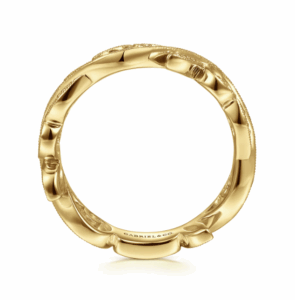 14K Yellow Gold Scrolling Floral Stackable Ring with .09ctw Diamonds Size 6.5 Fine Jewelry 8