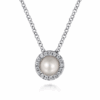 14K White Gold June Birthstone Pendant with .23ct Pearl & .07ctw Diamond Halo 18″ Fine Jewelry 10