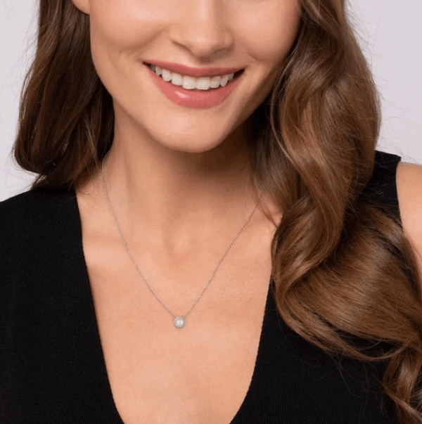 14K White Gold June Birthstone Pendant with .23ct Pearl & .07ctw Diamond Halo 18″ Fine Jewelry 8