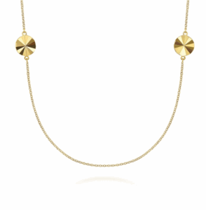 14K Yellow Gold Disk Station Necklace 32″ Fine Jewelry 6