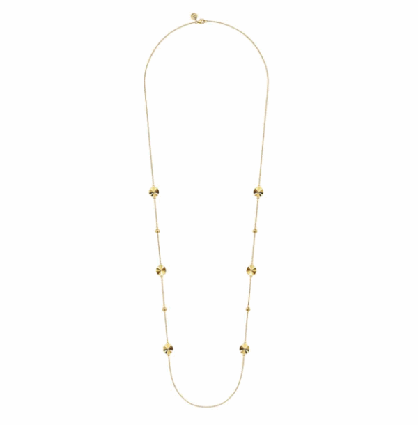 14K Yellow Gold Disk Station Necklace 32″ Fine Jewelry 7