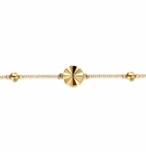 14K Yellow Gold Cut Disk Station Bracelet 7″ Bracelets 6