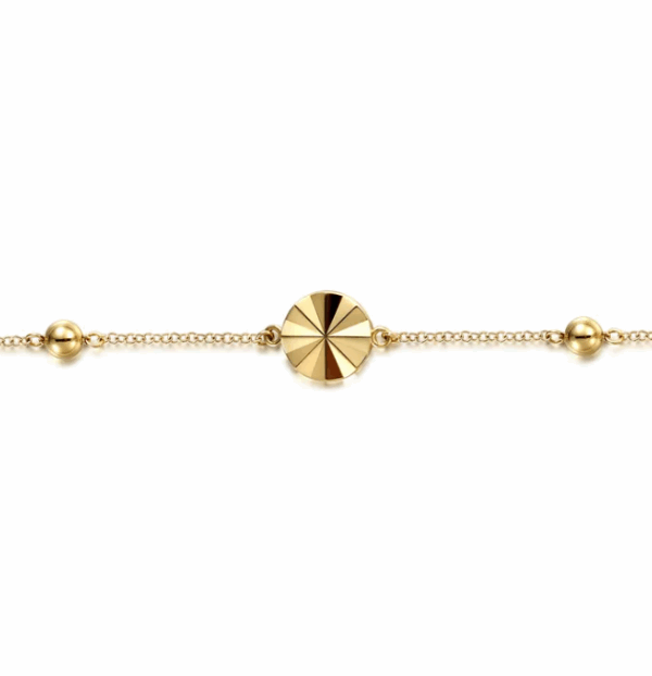 14K Yellow Gold Cut Disk Station Bracelet 7″ Bracelets 9