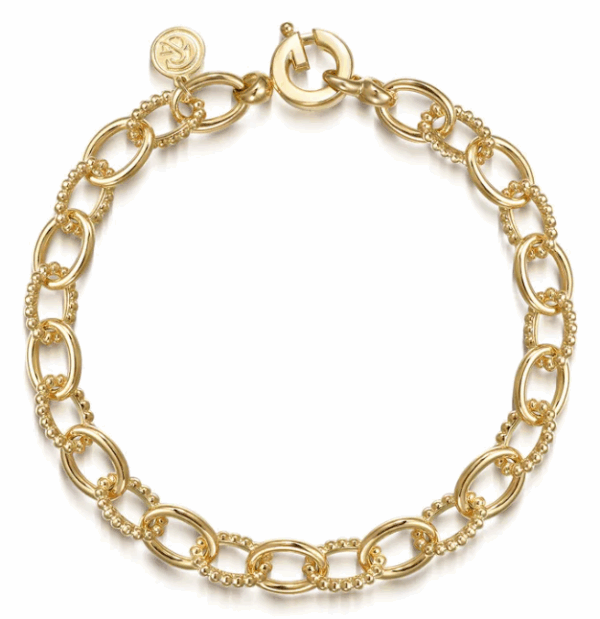 14K Yellow Gold Hollow Tube Bracelet with Bujukan Links 7.5″ Bracelets 7