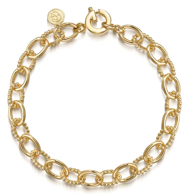 14K Yellow Gold Hollow Tube Bracelet with Bujukan Links 7.5″ Bracelets