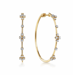 14K Yellow Gold Prong Set Hoops with .51ctw Diamonds 40mm Earrings 4
