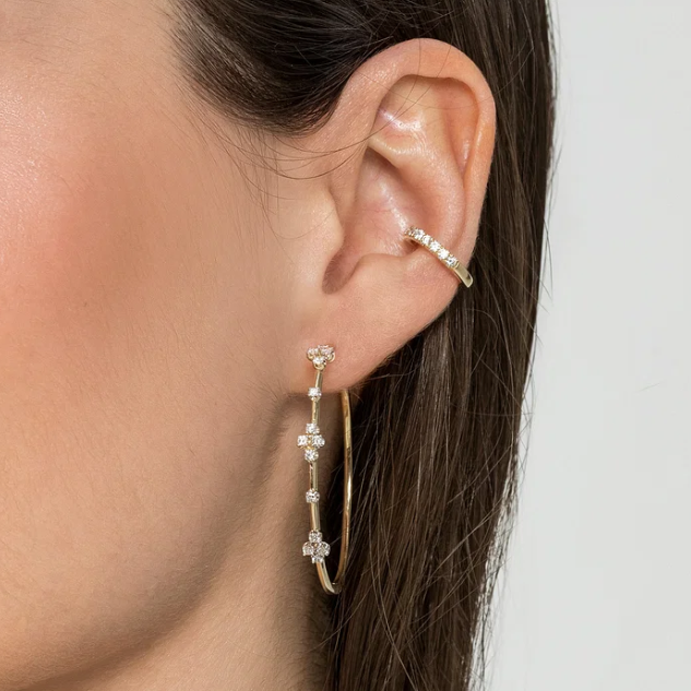 14K Yellow Gold Prong Set Hoops with .51ctw Diamonds 40mm Earrings 2