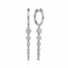 14K White Gold Huggie Drop Earrings with .74ctw Graduating Round Diamonds Earrings 10