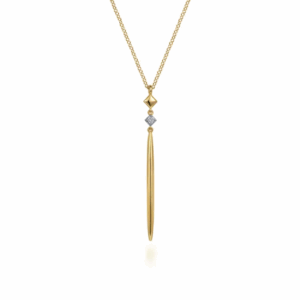 14K Yellow Gold Drop Necklace with .02ct Diamond 17.5