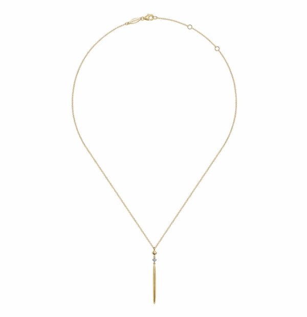 14K Yellow Gold Drop Necklace with .02ct Diamond 17.5″ Fine Jewelry 9