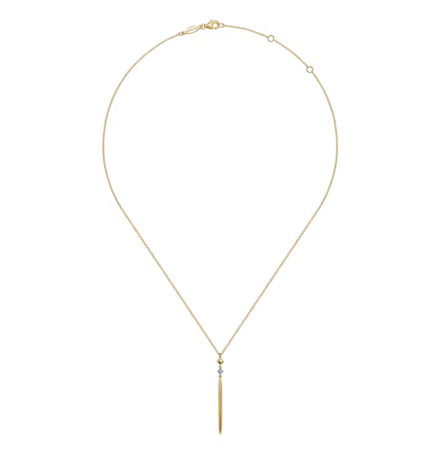 14K Yellow Gold Drop Necklace with .02ct Diamond 17.5″ Fine Jewelry 3