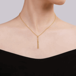 14K Yellow Gold Drop Necklace with .02ct Diamond 17.5