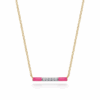 14K Yellow Gold Pink Enamel Bar Necklace with .06ctw Diamonds 14-18″ Fine Jewelry 7