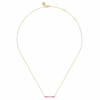 14K Yellow Gold Pink Enamel Bar Necklace with .06ctw Diamonds 14-18″ Fine Jewelry 8