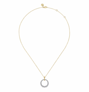 14K Two-Tone Graduated Circle Pendant with Bujukan Beads & .51ctw Diamonds 17.5″ Fine Jewelry 6