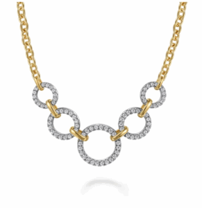 14K Two-Tone Interlocking Circle Necklace with 1.02ctw Diamonds 17″ Fine Jewelry 5