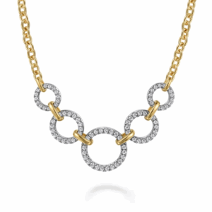 14K Two-Tone Interlocking Circle Necklace with 1.02ctw Diamonds 17