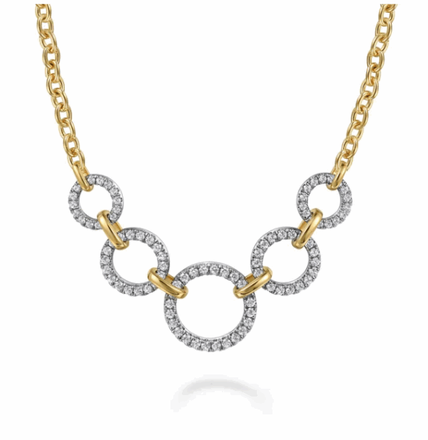14K Two-Tone Interlocking Circle Necklace with 1.02ctw Diamonds 17″ Fine Jewelry 9