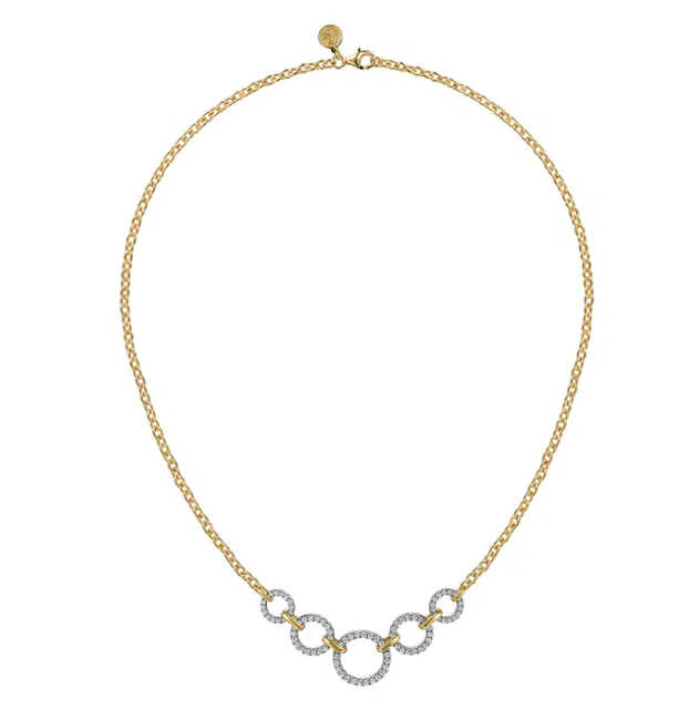 14K Two-Tone Interlocking Circle Necklace with 1.02ctw Diamonds 17″ Fine Jewelry 3
