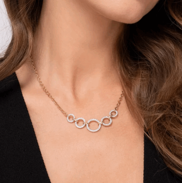 14K Two-Tone Interlocking Circle Necklace with 1.02ctw Diamonds 17″ Fine Jewelry 10