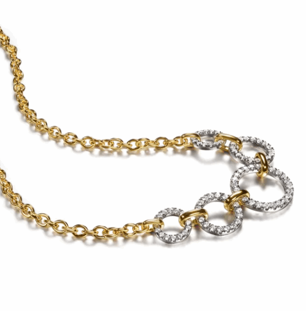 14K Two-Tone Interlocking Circle Necklace with 1.02ctw Diamonds 17″ Fine Jewelry 12