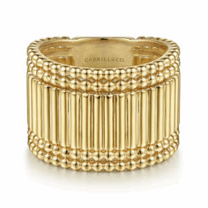 14K Yellow Gold Bujukan Bead Cigar Band Size 6.5