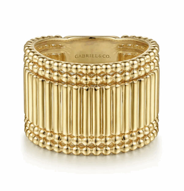 14K Yellow Gold Bujukan Bead Cigar Band Size 6.5 Fine Jewelry 11