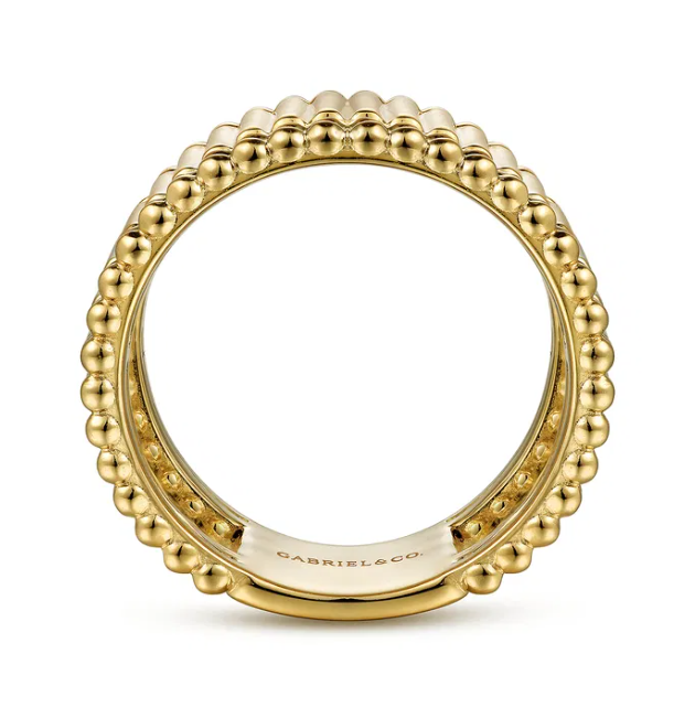 14K Yellow Gold Bujukan Bead Cigar Band Size 6.5 Fine Jewelry 3