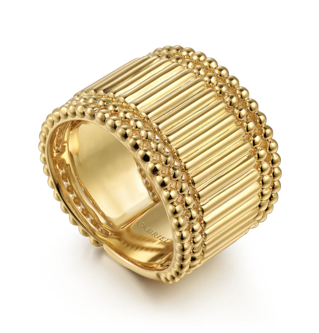 14K Yellow Gold Bujukan Bead Cigar Band Size 6.5 Fine Jewelry 4