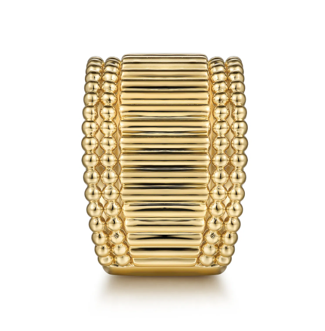 14K Yellow Gold Bujukan Bead Cigar Band Size 6.5 Fine Jewelry 5