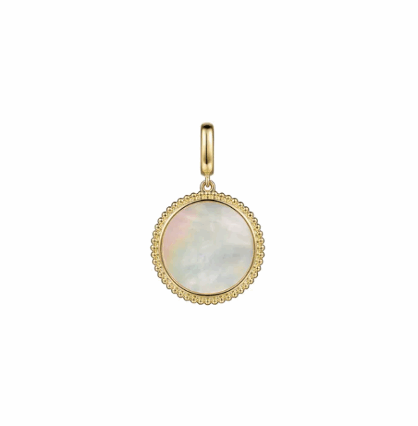 14K Yellow Gold Pendant with 2.71ct Mother of Pearl Inlay Fine Jewelry 11