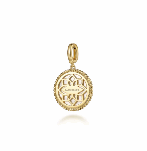14K Yellow Gold Inlay Pendant with 2.71ct Mother of Pearl Fine Jewelry 12