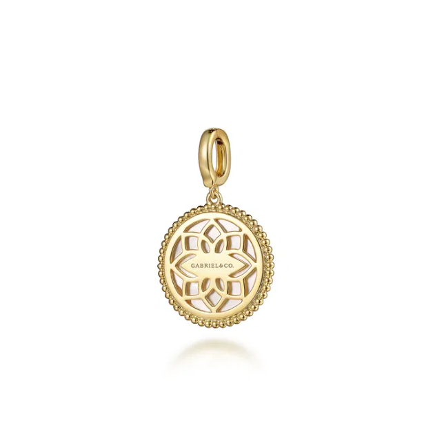 14K Yellow Gold Inlay Pendant with 2.71ct Mother of Pearl Fine Jewelry 4