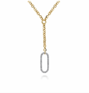 14K Two-Tone Hollow Tube Lariat Necklace with 1.11ctw Diamonds 18″ Fine Jewelry 4
