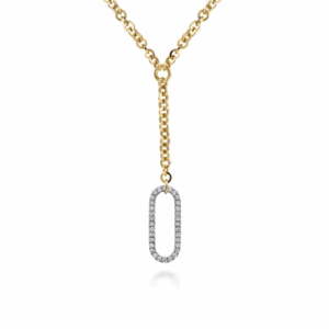 14K Two-Tone Hollow Tube Lariat Necklace with 1.11ctw Diamonds 18