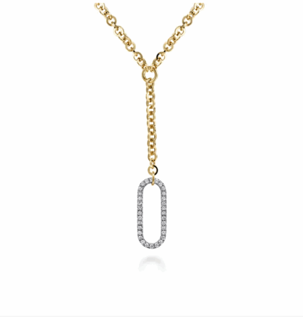 14K Two-Tone Hollow Tube Lariat Necklace with 1.11ctw Diamonds 18″ Fine Jewelry 7
